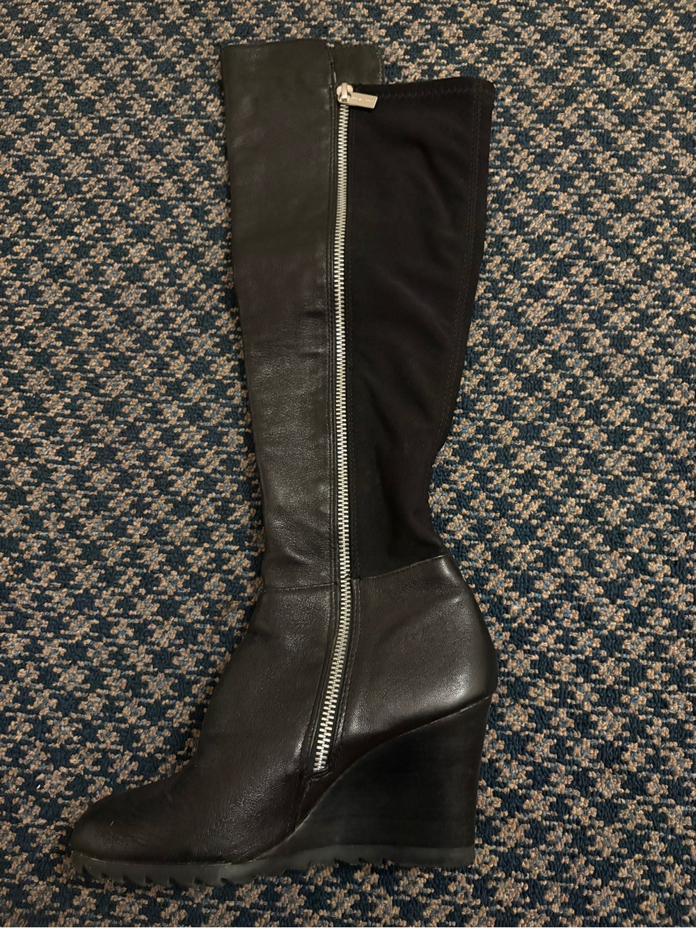 Michael Kors Black Wedge Knee-High Zip Boots